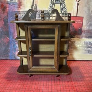 Vintage Curio Wall Hanging Cabinet Shelf